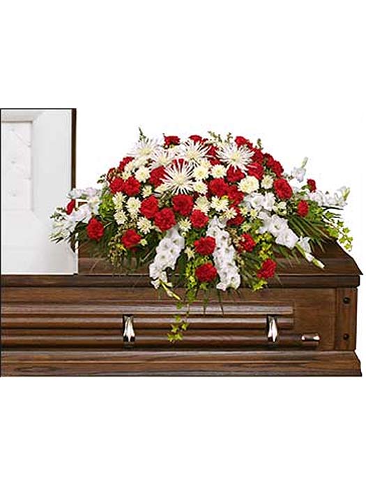 Red and White Casket Spray
